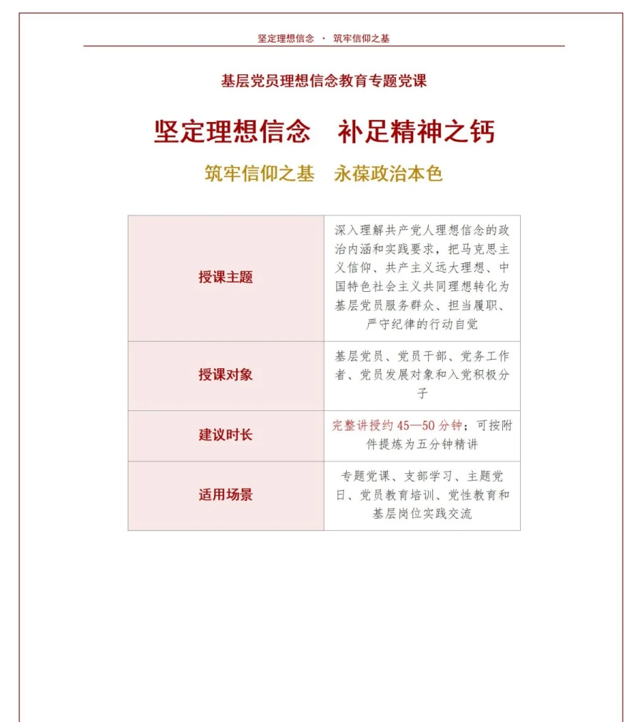 领导干部讲理想信念教育党课PPT下载：补足精神之钙筑牢信仰之基（16页+配套讲稿）讲稿预览1