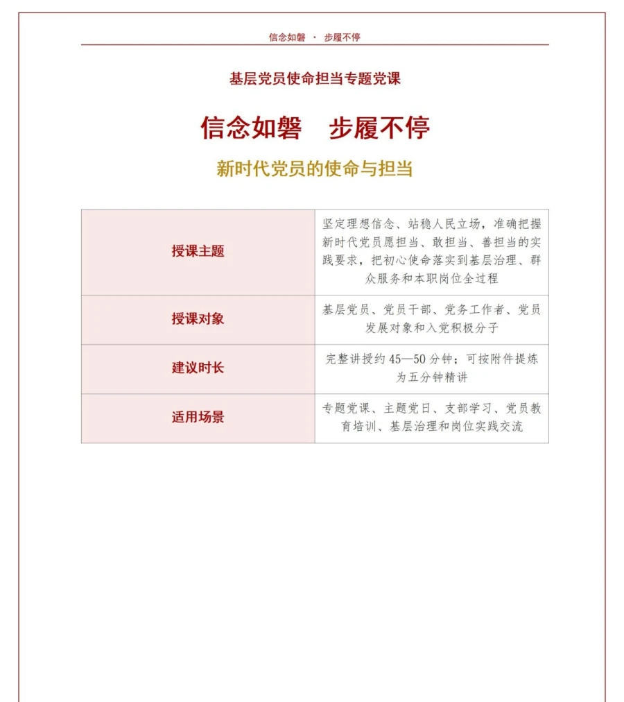 支部书记讲理想信念党课PPT下载：信念如磐步履不停（16页+配套讲稿）讲稿预览1