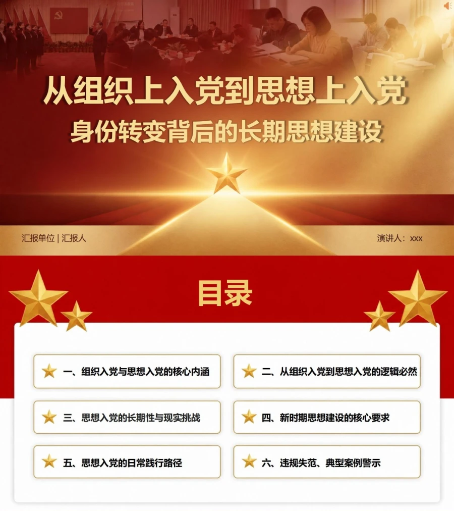 从组织上入党到思想上入党PPT：身份转变背后的长期思想建设｜课件+讲稿封面图1