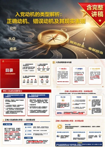 入党动机的类型PPT：正确动机、错误动机及其现实表现｜课件+讲稿