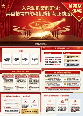 入党动机案例研讨PPT：典型情境中的动机辨析与正确选择｜课件+讲稿