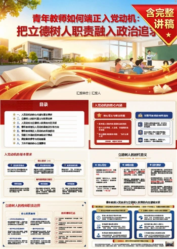 青年教师如何端正入党动机PPT：把立德树人职责融入政治追求｜课件+讲稿