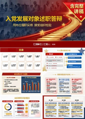 入党发展对象述职答辩PPT：用岗位履职实绩接受组织检验｜课件+讲稿