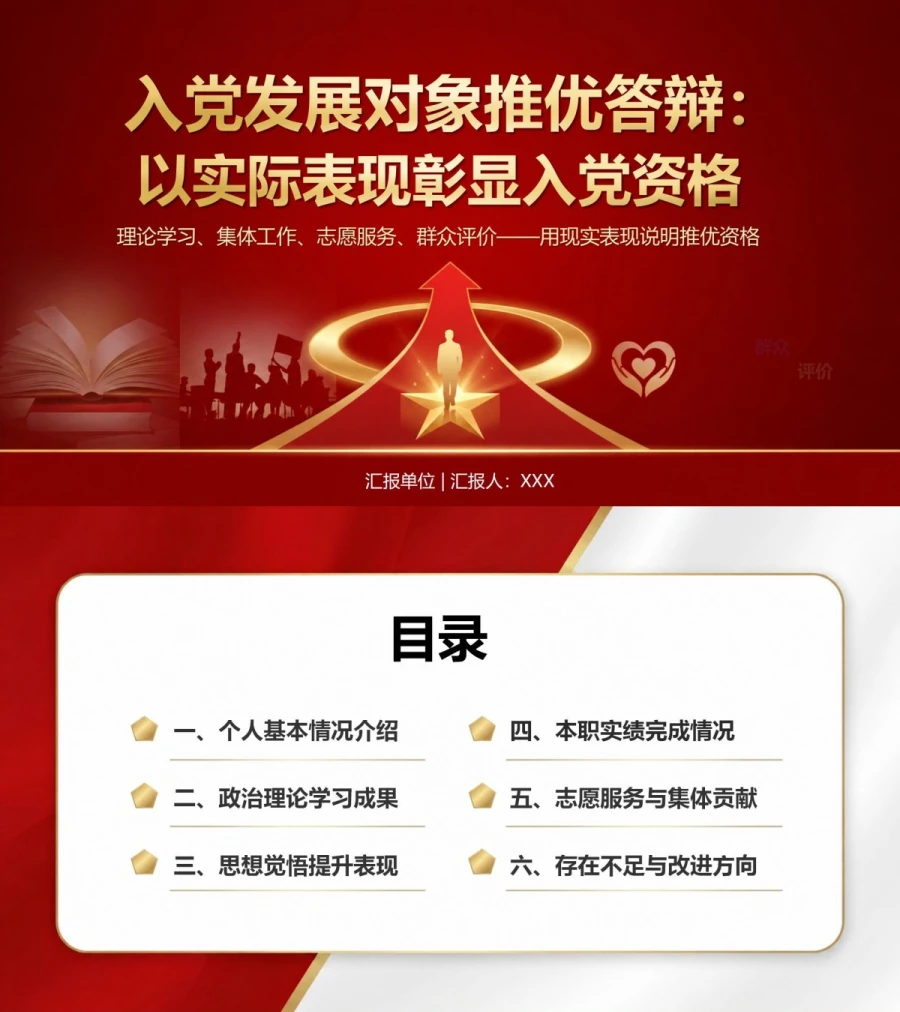 入党发展对象推优答辩PPT：以现实表现说明推优资格｜课件+讲稿封面图1