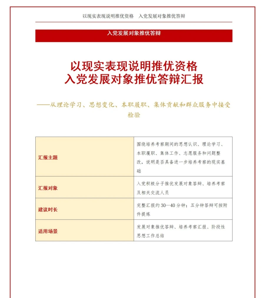 入党发展对象推优答辩PPT：以现实表现说明推优资格｜课件+讲稿讲稿预览1
