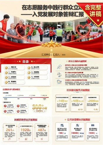 入党发展对象志愿公益答辩PPT：在志愿服务中践行群众立场｜课件+讲稿