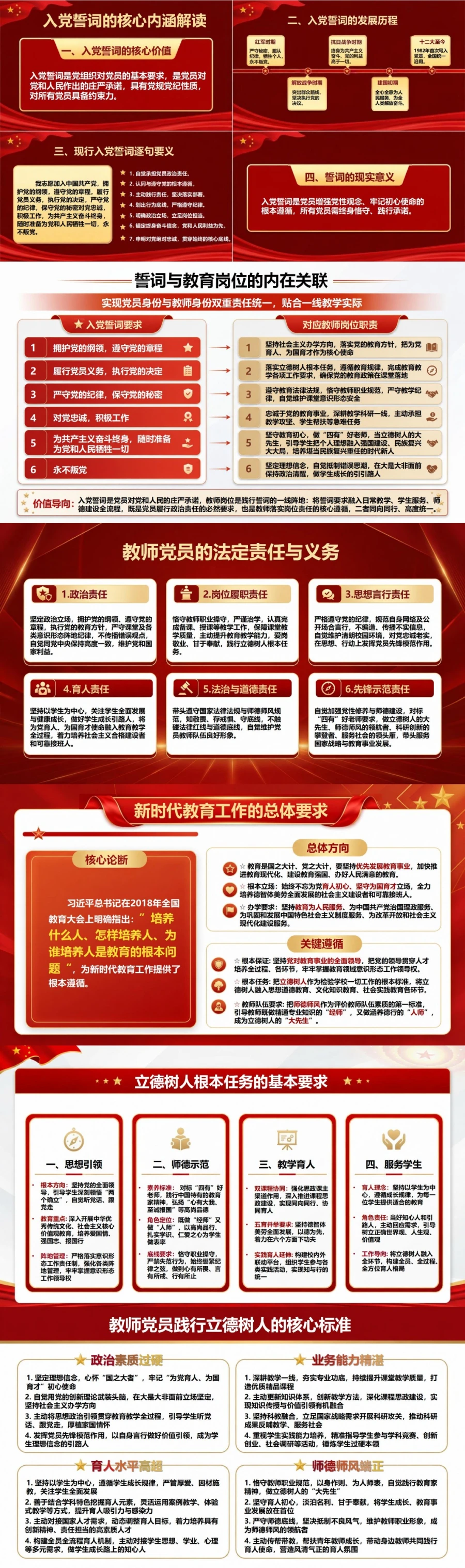 教师党员重温入党誓词PPT：以立德树人兑现党员承诺｜课件+讲稿封面图2