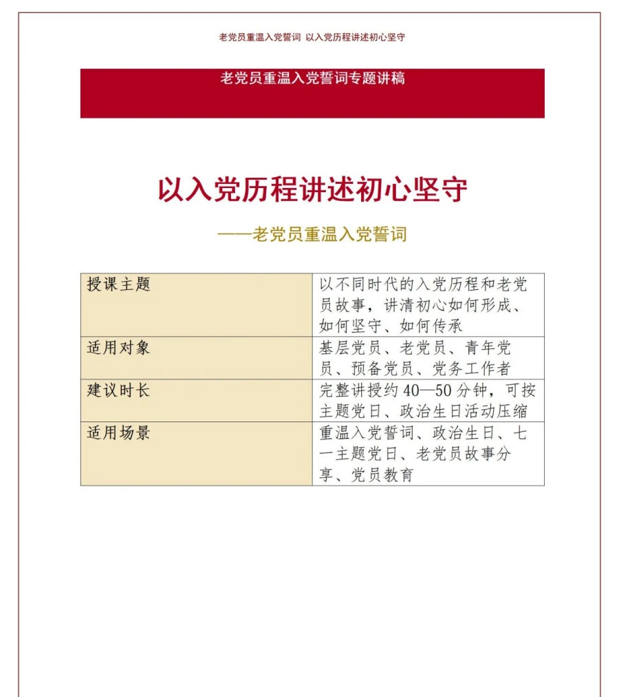 老党员重温入党誓词PPT：以入党历程讲述初心坚守｜课件+讲稿讲稿预览1