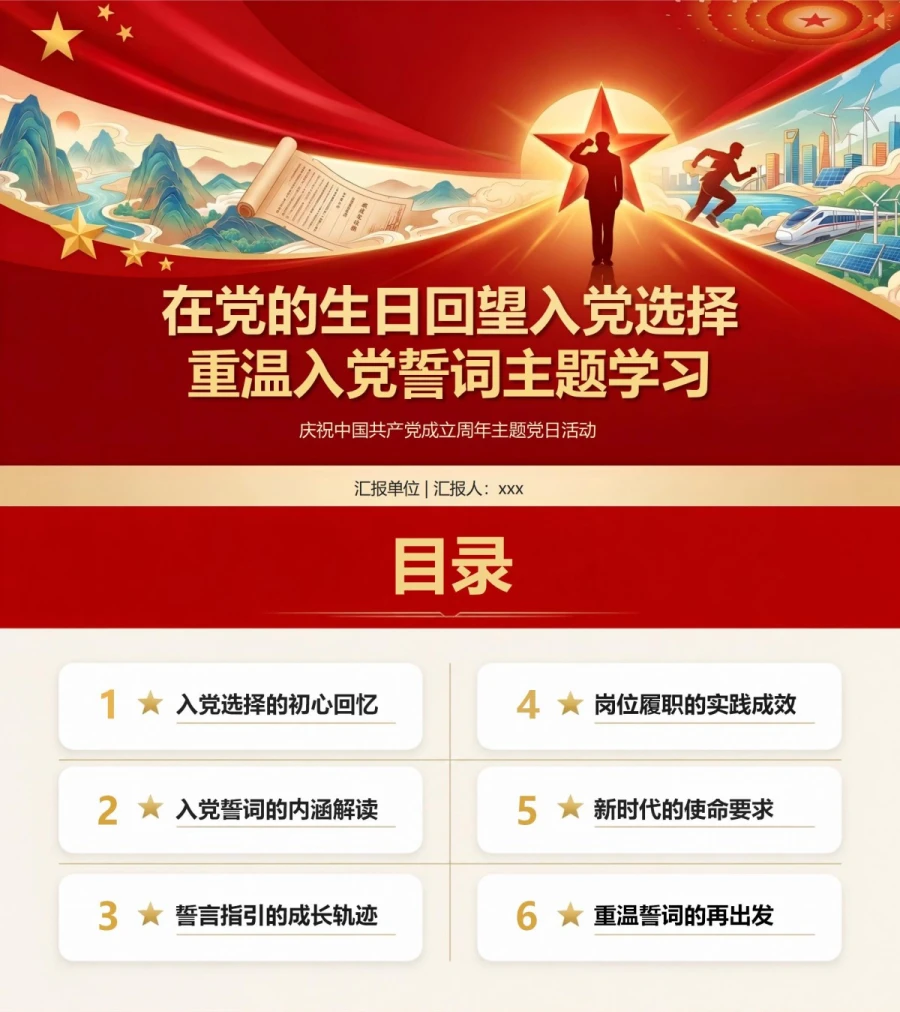 七一重温入党誓词PPT：在党的生日回望个人入党选择｜课件+讲稿封面图1