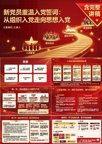 新党员重温入党誓词PPT：从组织入党走向思想入党｜课件+讲稿