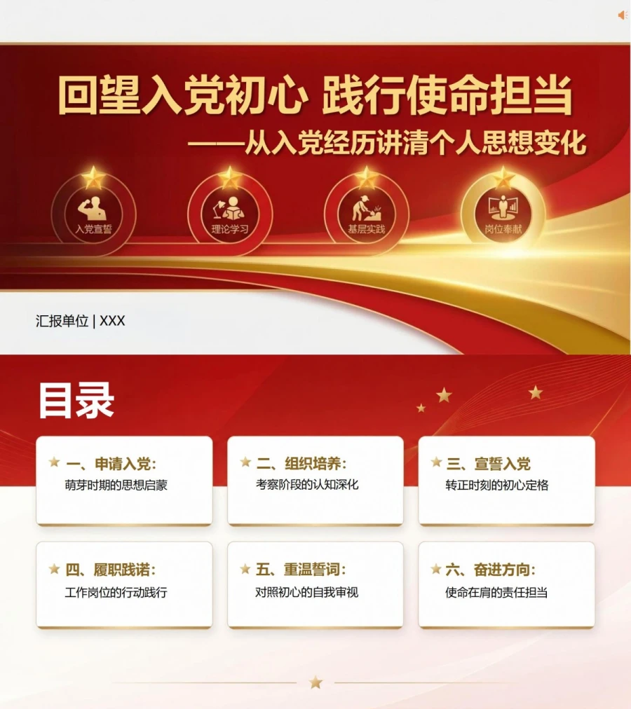 重温入党誓词心得体会PPT：从入党经历讲清个人思想变化｜课件+讲稿封面图1