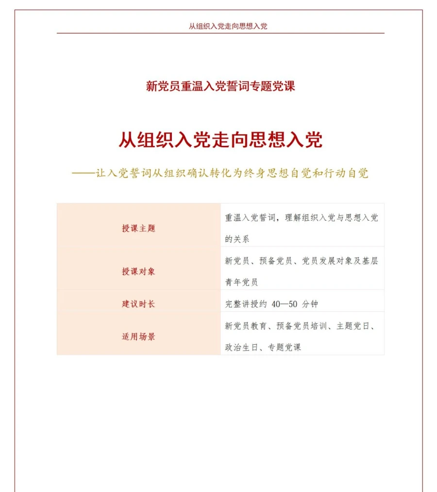 新党员重温入党誓词PPT：从组织入党走向思想入党｜课件+讲稿讲稿预览1