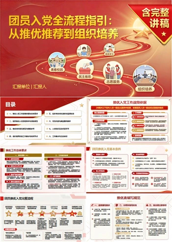 团员入党基本知识PPT：从推优推荐进入组织培养｜课件+讲稿