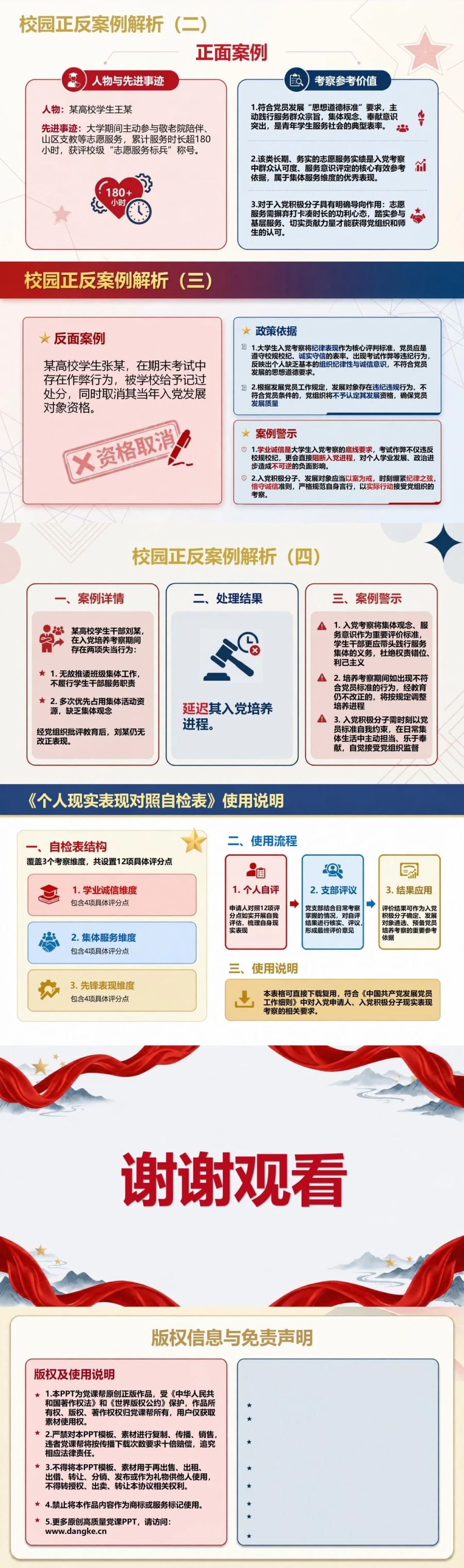 大学生入党基本知识PPT：用校园现实表现对照党员标准｜课件+讲稿内容预览2