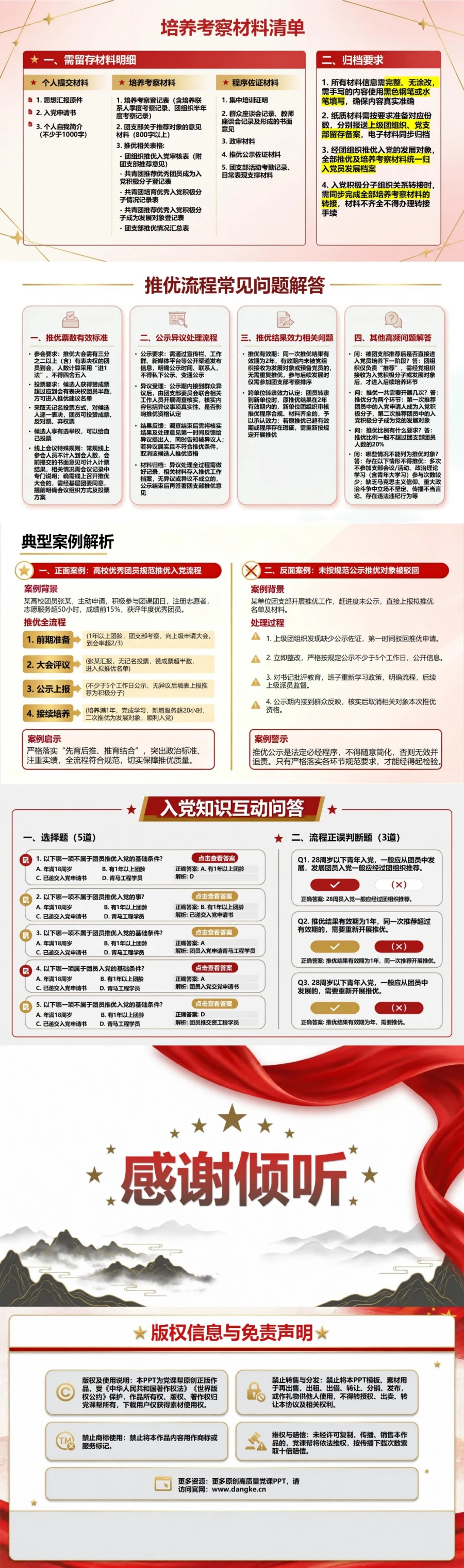团员入党基本知识PPT：从推优推荐进入组织培养｜课件+讲稿内容预览2