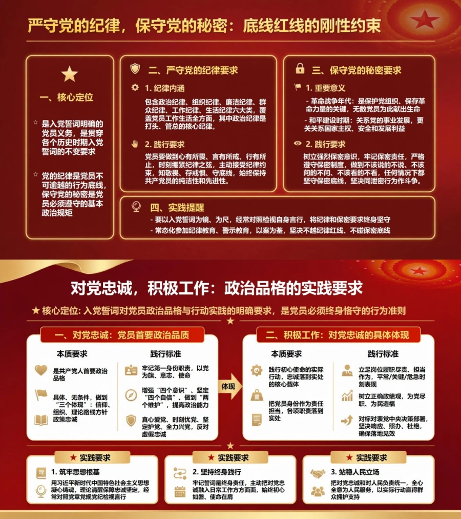 入党誓词基本知识PPT：从誓词原文理解党员终身责任｜课件+讲稿内容预览1