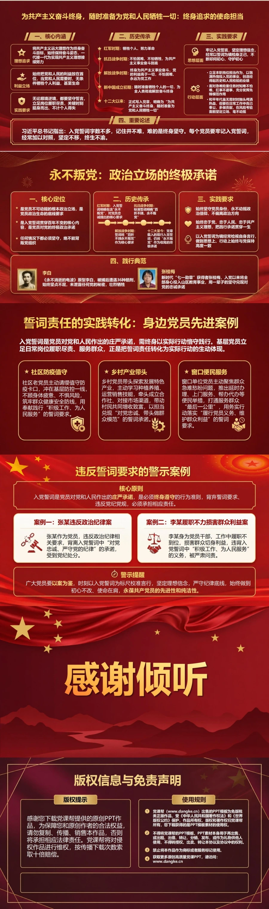 入党誓词基本知识PPT：从誓词原文理解党员终身责任｜课件+讲稿内容预览2