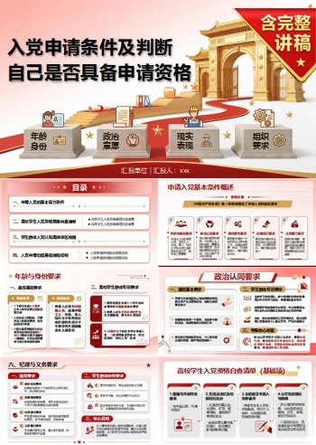 入党申请条件和流程PPT：判断自己是否具备申请资格｜课件+讲稿