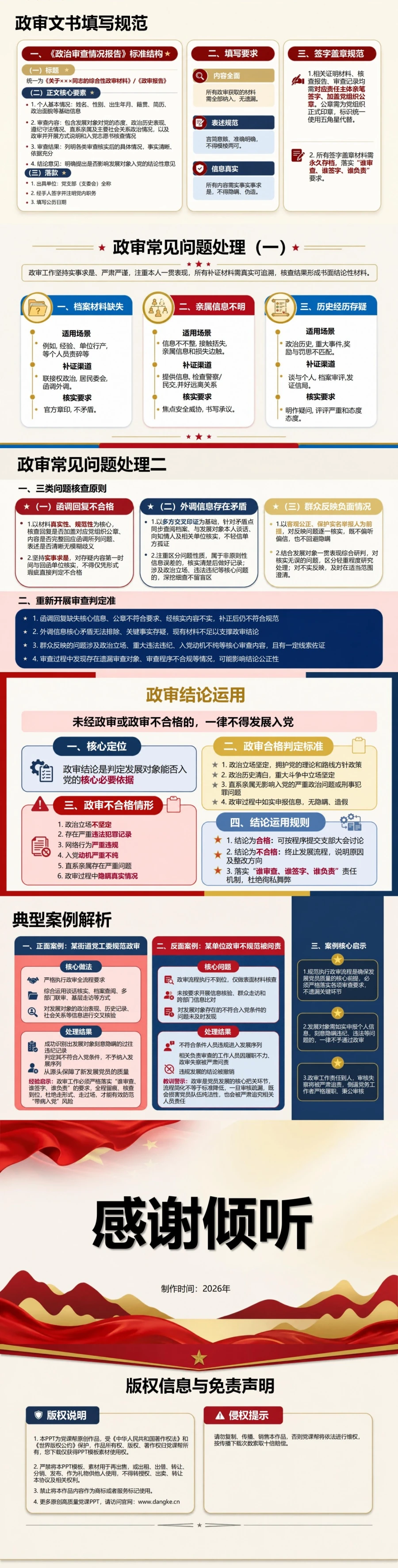 入党申请政审流程PPT：核实发展对象政治表现｜课件+讲稿内容预览2