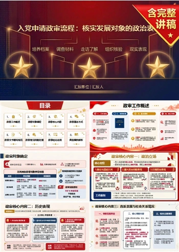 入党申请政审流程PPT：核实发展对象政治表现｜课件+讲稿