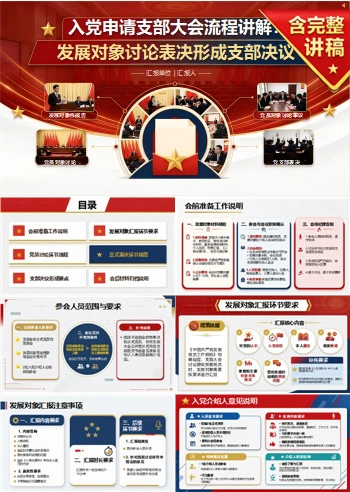 入党申请支部大会流程PPT：讨论表决形成支部决议｜课件+讲稿