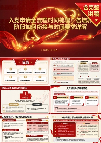 入党申请流程时间PPT：各培养阶段时间节点与衔接｜课件+讲稿