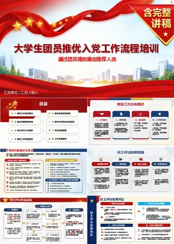 大学生推优入党流程PPT：通过团员推优确定推荐人选｜课件+讲稿