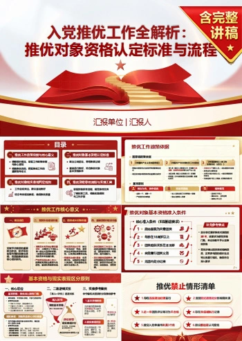 入党推优条件及流程PPT：推优对象资格认定｜课件+讲稿