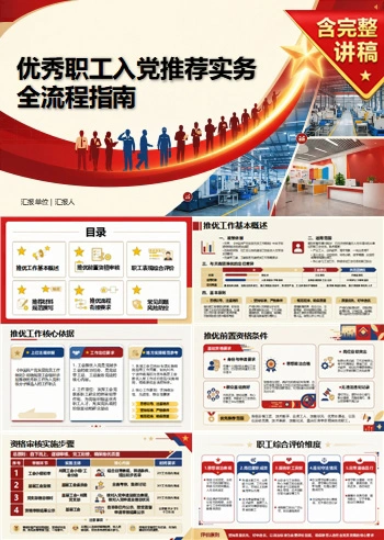 工会推优入党流程PPT：优秀职工入党推荐实务｜课件+讲稿