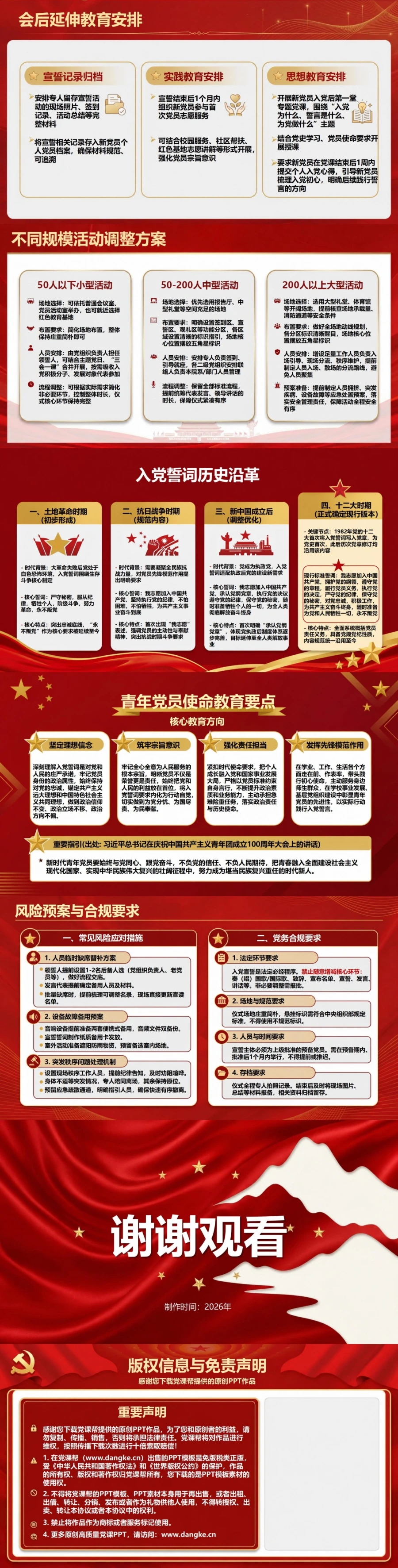 大学生入党宣誓流程PPT：组织新党员完成首次入党宣誓｜课件+讲稿内容预览2