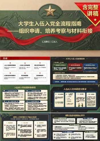 大学生入伍入党流程PPT：入伍后按照部队组织体系接受培养｜课件+讲稿