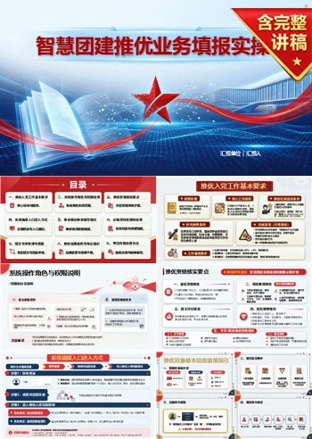智慧团建推优入党流程PPT：推优业务填报实操｜课件+讲稿