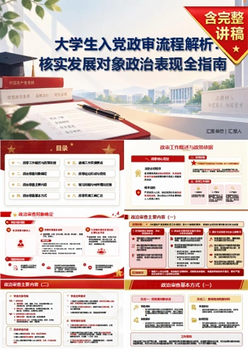 大学生入党政审流程PPT：核实发展对象的政治表现｜课件+讲稿