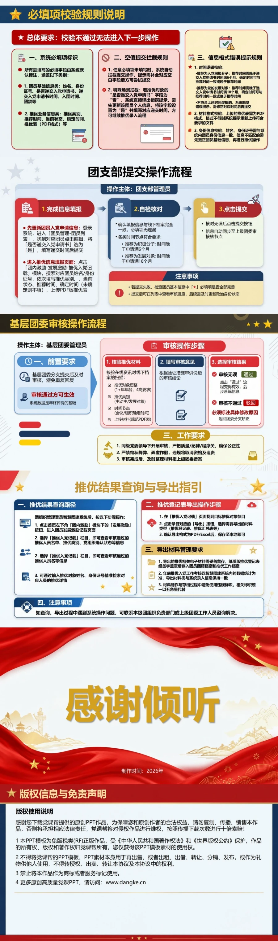 智慧团建推优入党流程PPT：推优业务填报实操｜课件+讲稿内容预览2