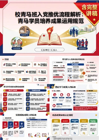 校青马班入党推优流程PPT：青马学员培养成果运用｜课件+讲稿