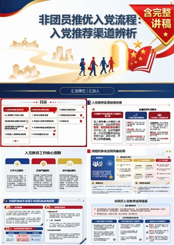非团员推优入党流程PPT：非团员入党推荐渠道辨析｜课件+讲稿