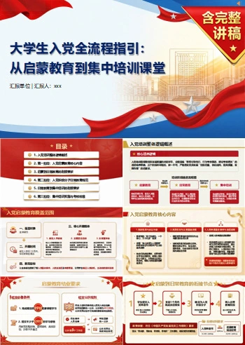 大学生入党培训流程PPT：从入党启蒙进入集中培训课堂｜课件+讲稿