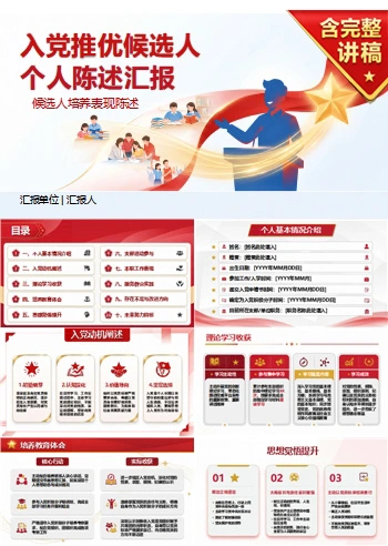 推优入党自我介绍流程PPT：候选人培养表现陈述｜课件+讲稿