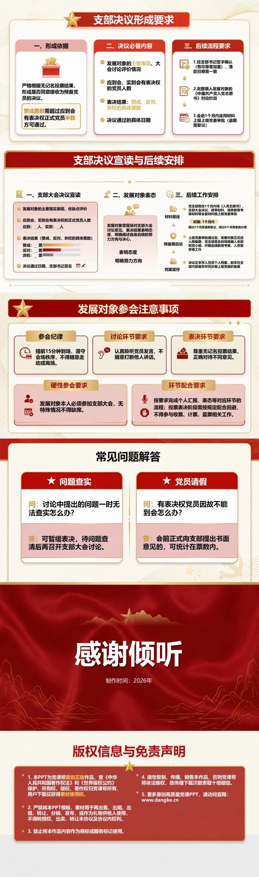 大学生入党表决流程PPT：通过支部大会形成接收决议｜课件+讲稿内容预览2