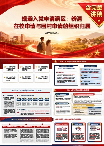 大学生农村入党流程PPT：辨清在校申请与回村申请的组织归属｜课件+讲稿