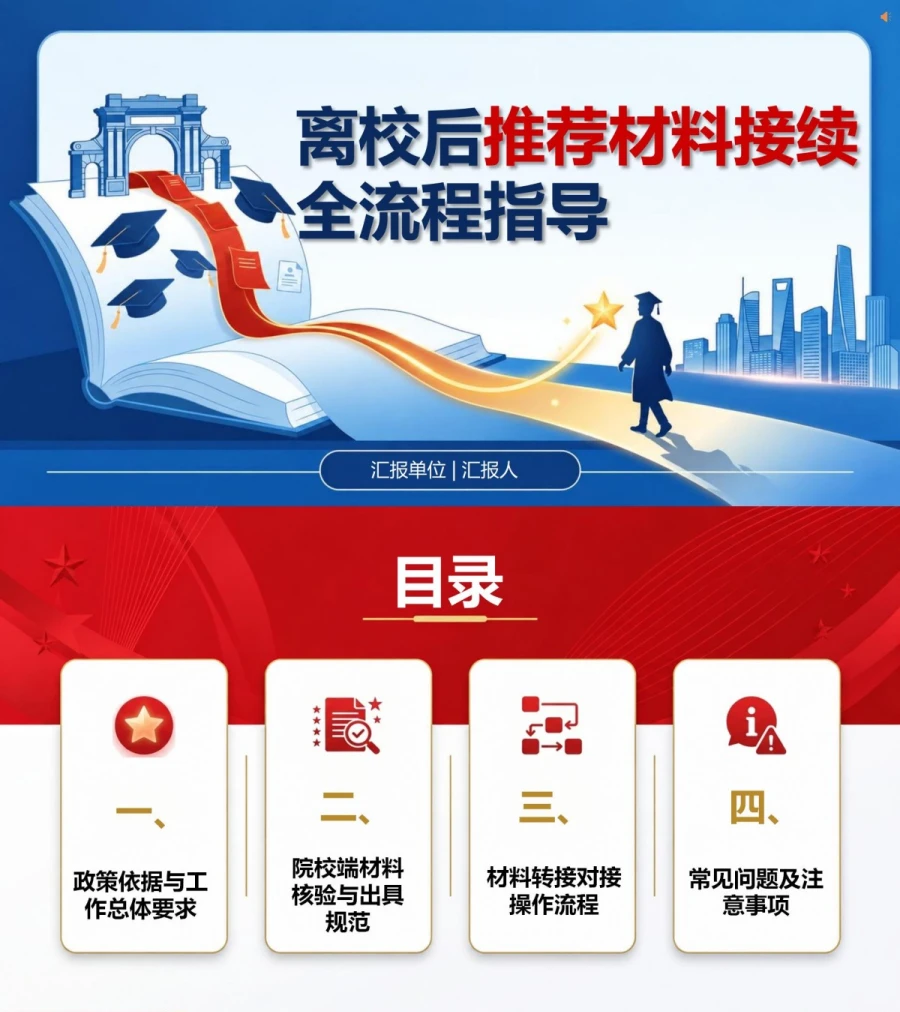 毕业后推优入党流程PPT：离校后的推荐材料接续｜课件+讲稿封面图1