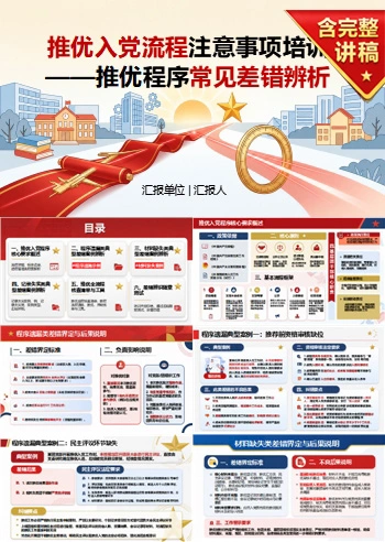 推优入党流程注意事项PPT：推优程序常见差错辨析｜课件+讲稿