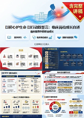 医生入党自我介绍PPT：临床服务中的职业成长｜课件+讲稿