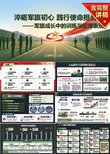 部队入党自我介绍PPT：军旅成长中的训练与纪律表现｜课件+讲稿