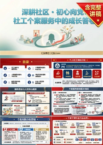 社工入党自我介绍PPT：社区个案服务中的个人成长｜课件+讲稿