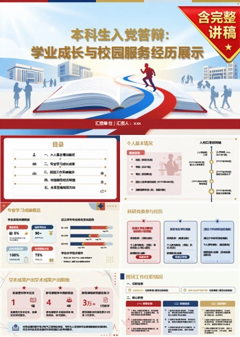 大学生入党自我介绍PPT：学业成长与校园服务经历｜课件+讲稿