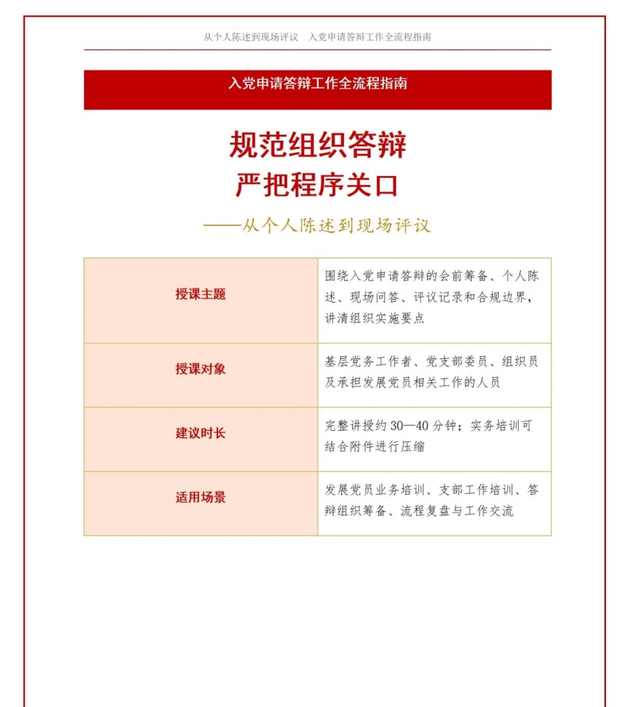入党申请答辩流程PPT：从个人陈述到现场评议｜课件+讲稿讲稿预览1