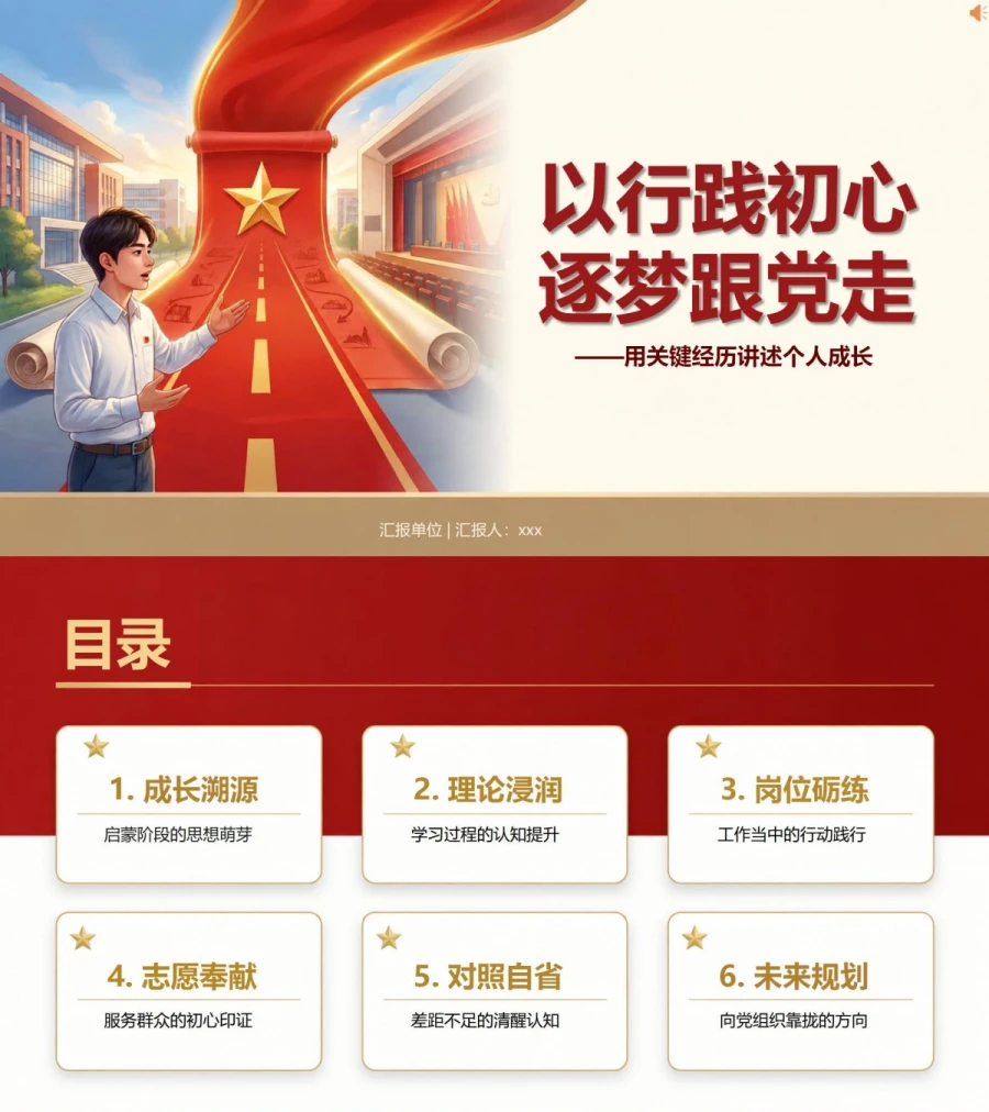 入党申请答辩自述PPT：用关键经历讲述个人成长｜课件+讲稿封面图1