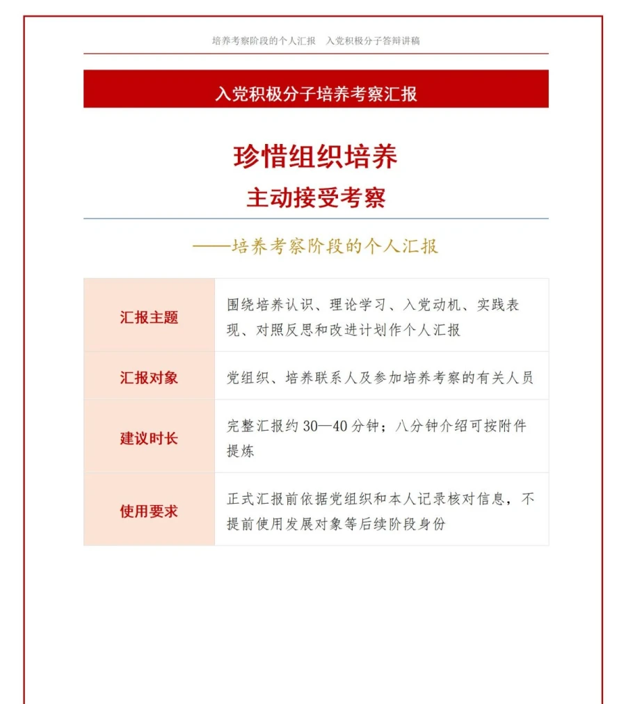 入党积极分子申请答辩PPT：培养考察阶段的个人汇报｜课件+讲稿讲稿预览1