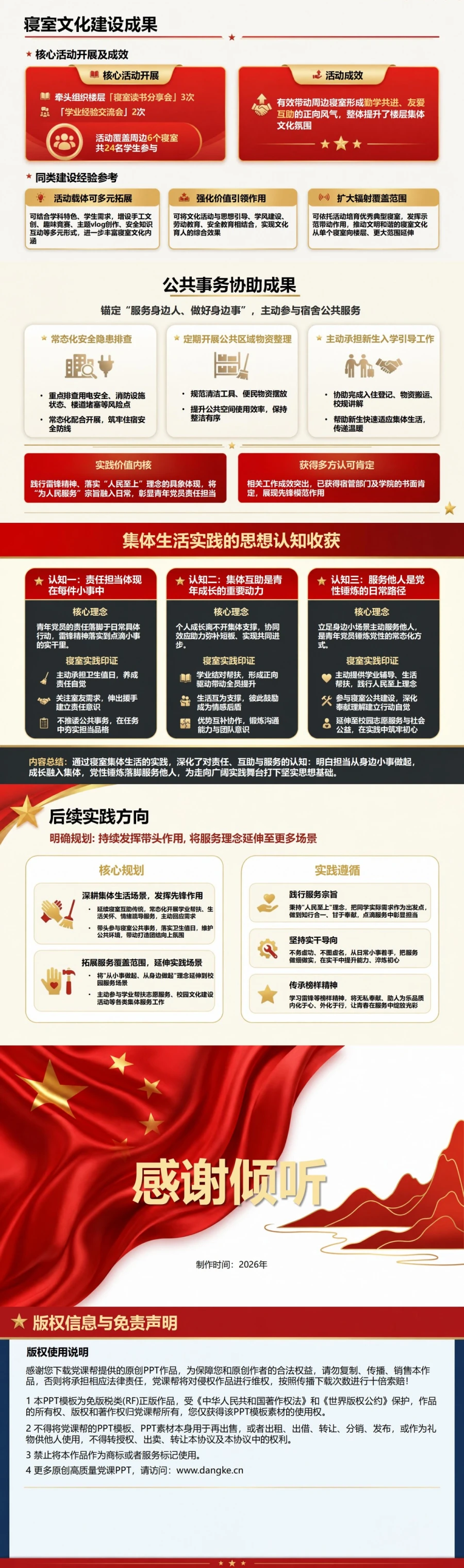 入党申请答辩寝室表现PPT：从集体生活讲述责任实践｜课件+讲稿内容预览2